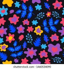 modern abstract floral color pattern. Trendy vector hand drawn illustration  for wrapping paper, textile print, wallpaper