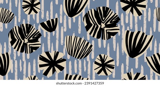 Modern abstract floral with flowers print. Seamless pattern. Hand drawn style.

