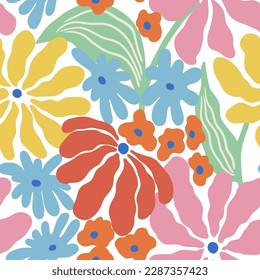 Modern abstract floral illustration. Vector seamless pattern. It can be used for wallpaper, textile, apparel. 