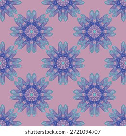 Un moderno patrón floral abstracto en tonos azules sobre un fondo rosa suave. Adecuado para telas de moda, papelería, papel de regalo, Fondos de pantalla, arte digital y marca contemporánea.
