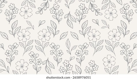 Modern abstract floral pattern. Repeating print with retro elegance. Vintage design for fabric, wallpaper, or wrapping.