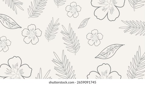 Modern abstract floral pattern. Repeating print with retro elegance. Vintage design for fabric, wallpaper, or wrapping.