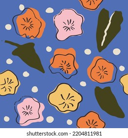 Modern abstract floral seamless pattern. Surreal tropical flowers repeat wallpaper. Vector