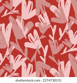 Diseño moderno y abstracto de patrones florales sin fisuras. Impresión dibujada a mano con margarita rosa y roja. Patrón de vestido de verano floral. Hermoso diseño de superficie sin costura para tela, moda, fondo, textil, etc.