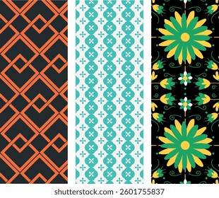 Modern Abstract Floral Seamless Pattern with Lines and Geometric Shapes for Trendy textures and printing