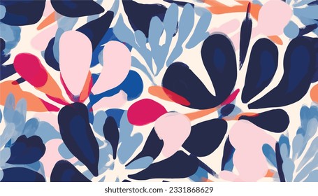 Modern abstract floral shapes pattern. Collage contemporary print. Fashionable template for design.