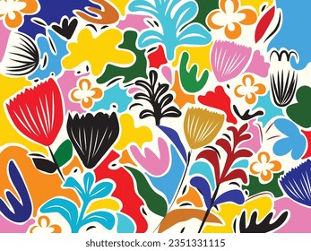 Modern abstract floral surface design with natural elements vector illustration background.