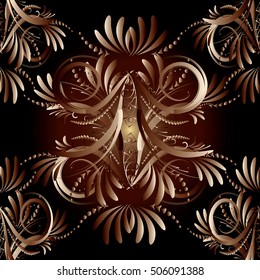 Modern abstract floral vector seamless pattern background wallpaper illustration with 3d vintage damask flowers leaves and ornaments.Decorative luxury elements with shadows and highlights