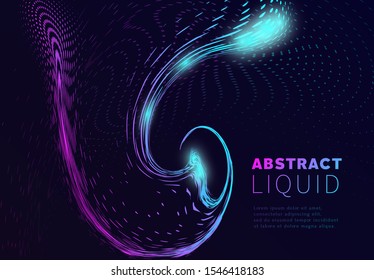 Modern abstract flow liquid with concept circles. Geometric design fluid wallpaper for banner, poster, cover, label, journal. Art cosmic graphic. Vector illustration