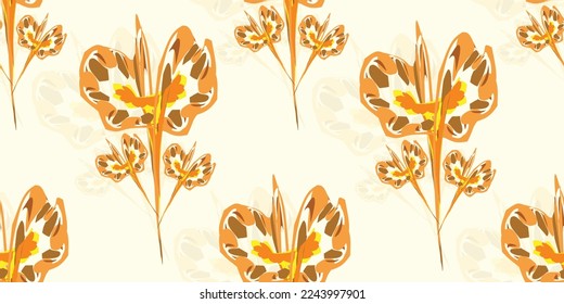 Modern abstract flower, leaf, seamless pattern. designed with creative ideas