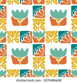 Flores abstractas modernas, sin fisuras. Ilustración del vector de arte folclórico escandinavo.