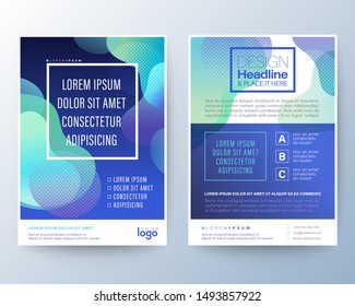 Modern abstract fluid aqua blue circle shape on gradient blue background for Brochure, Flyer, Poster, leaflet, Annual report, Book cover, Graphic Design Layout template, A4 size