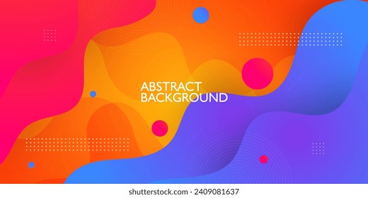 Moderno fondo de fluido abstracto con diseño de ondas de color azul y naranja con fondo de patrón 3d circular. Vector Eps10
