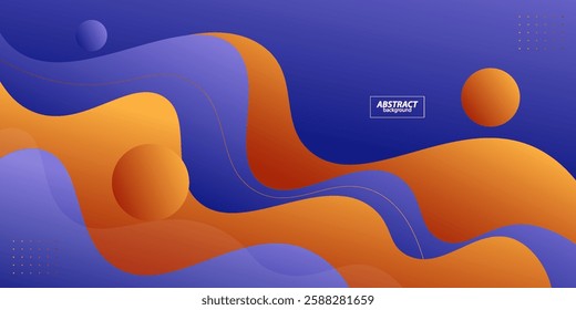 Modern abstract fluid background with blue and orange wave design. Vector eps10