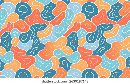 Modern abstract fluid camouflage seamless pattern