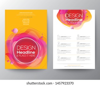 Modern abstract fluid circle shape with vivid and bright colors gradient on yellow background for Brochure, Flyer, Poster, leaflet, Annual report, Book cover,  Graphic Design Layout template, A4 size