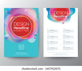 Forma moderna de círculo fluido abstracto con colores vivos y brillantes gradiente en fondo acuático para Folleto, Volante, Cartel, folleto, Informe anual, Portada del libro, Plantilla de diseño gráfico, Tamaño A4