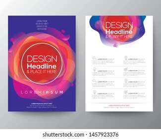 Modern abstract fluid circle shape with vivid and bright colors gradient on blue background for Brochure, Flyer, Poster, leaflet, Annual report, Book cover,  Graphic Design Layout template, A4 size