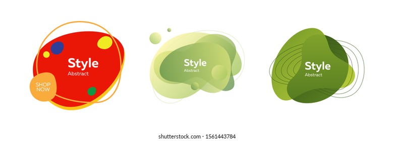 Modern abstract fluid element collection. Colorful shapes, flowing liquid, dynamical colored forms and lines. trendy design for logo, label, advertising banners