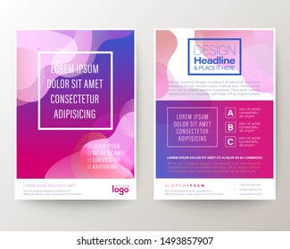 Modern abstract fluid light pink circle shape on gradient neon magenta purple background for Brochure, Flyer, Poster, leaflet, Annual report, Book cover, Graphic Design Layout template, A4 size
