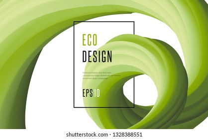 Modern abstract fluid liquid green eco lines, geometric shapes, trendy background. Vector EPS 10 illustration