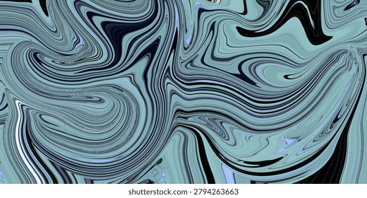 Modern abstract, fluid, marble, swirl, and texture artwork in icy blue and black tones, creating a sophisticated artistic background.