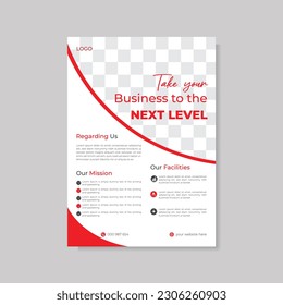 Modern Abstract flyer A4 vector template for digital agency, in red color, perfect for creative professional business, Corporate. marketing, promotion, advertise, publication, cover page.