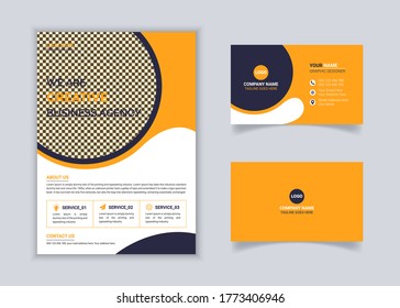 Modern abstract flyer and business card stationery template set design for corporate identity