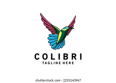Modern abstract flying colibri bird logo design