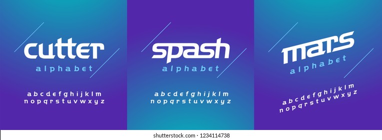 Modern abstract font alphabet lowercase italic set. Technology and sport split, slash, cut design concept. vector illustration