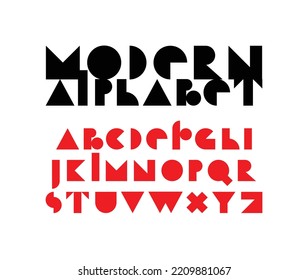 Fuente abstracta moderna de formas geométricas. Vector. Mostrar el tipo de letra de los titulares en los afiches publicitarios. Cartas brillantes para tu diseño. Estilo minimalista.