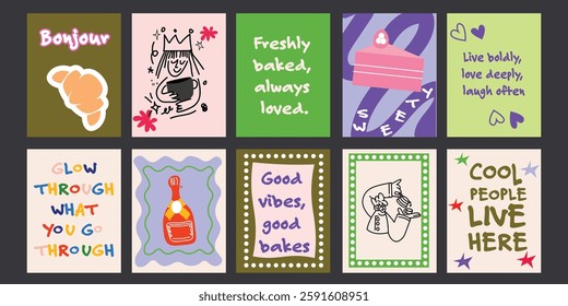 Modern abstract food illustrations for kitchen and dining spaces. Playful and stylish compositions inspired by Matisse, ideal for cafes, restaurants, and home decor. Minimalist and vibrant prints