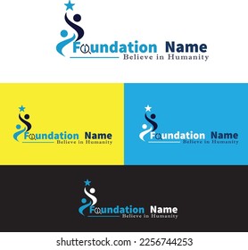 Diseño moderno y abstracto del logotipo de fundación, Idea de diseño del logotipo de la Fundación para la Juventud Resumen, Formas de líneas abstractas en el interior. Usable Para Empresas, Comunidades, Industriales, Fundación, Empresa De Servicios, Vector Plano 