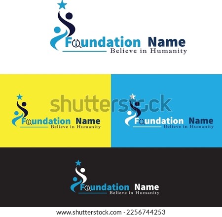 Modern abstract foundation logo design, Abstract Youth Foundation Logo Design Idea, Abstract Lines Shapes Inside. Usable For Business, Community, Industrial, Foundation, Services Company, Flat Vector 