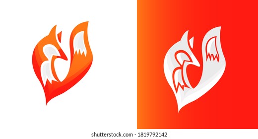 Diseño moderno y abstracto del logotipo de Fox diseño blanco y colorido ilustración vectorial de fondo .Duck en un diseño del logo de fox .wolf icono de la línea .creativo colorido punto Fox moderna logo elemento de concepto vector