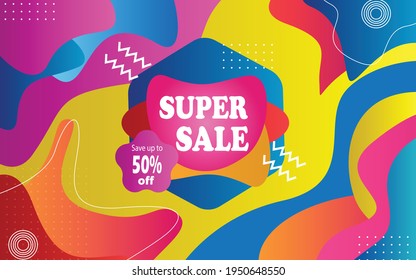 modern abstract fun colorful super sale banner