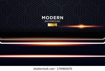 moderne abstrakte, zukünftige schwarze Premium-Hintergrund-Banner mit goldener Linie in Hexagon-Textur.