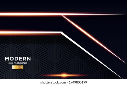 moderne abstrakte, zukünftige schwarze Premium-Hintergrund-Banner mit goldener Linie in Hexagon-Textur.