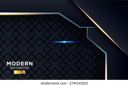 modern abstract future blue background banner with golden light line in geometric texture.