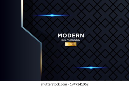 modern abstract future blue background banner with golden light line in geometric texture.