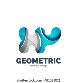 Modern abstract futuristic vector logo. Minimal clean geometric design, created with overlapping waves