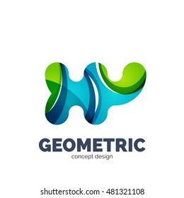 Modern abstract futuristic vector logo. Minimal clean geometric design, created with overlapping waves