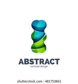 Modernes abstraktes futuristisches Vektorlogo. Minimal sauberes geometrisches Design, mit überlappenden Wellen