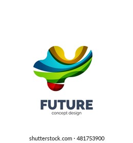 Modern abstract futuristic vector logo. Minimal clean geometric design, created with overlapping waves