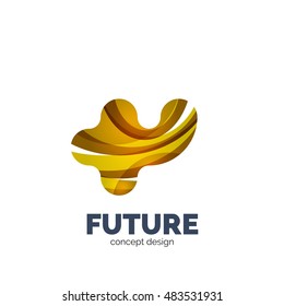 Modernes abstraktes futuristisches Vektorlogo. Minimal sauberes geometrisches Design, mit überlappenden Wellen