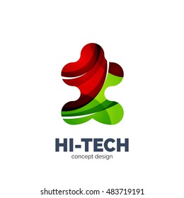 Modern abstract futuristic vector logo. Minimal clean geometric design, created with overlapping waves