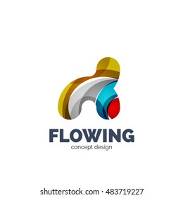 Modern abstract futuristic vector logo. Minimal clean geometric design, created with overlapping waves