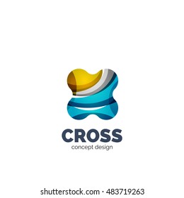 Modern abstract futuristic vector logo. Minimal clean geometric design, created with overlapping waves