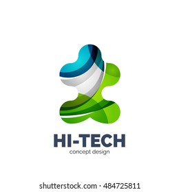 Modern abstract futuristic vector logo. Minimal clean geometric design, created with overlapping waves