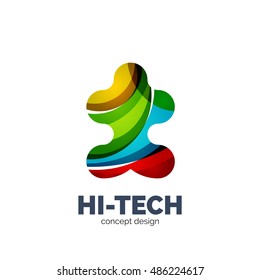 Modern abstract futuristic vector logo. Minimal clean geometric design, created with overlapping waves